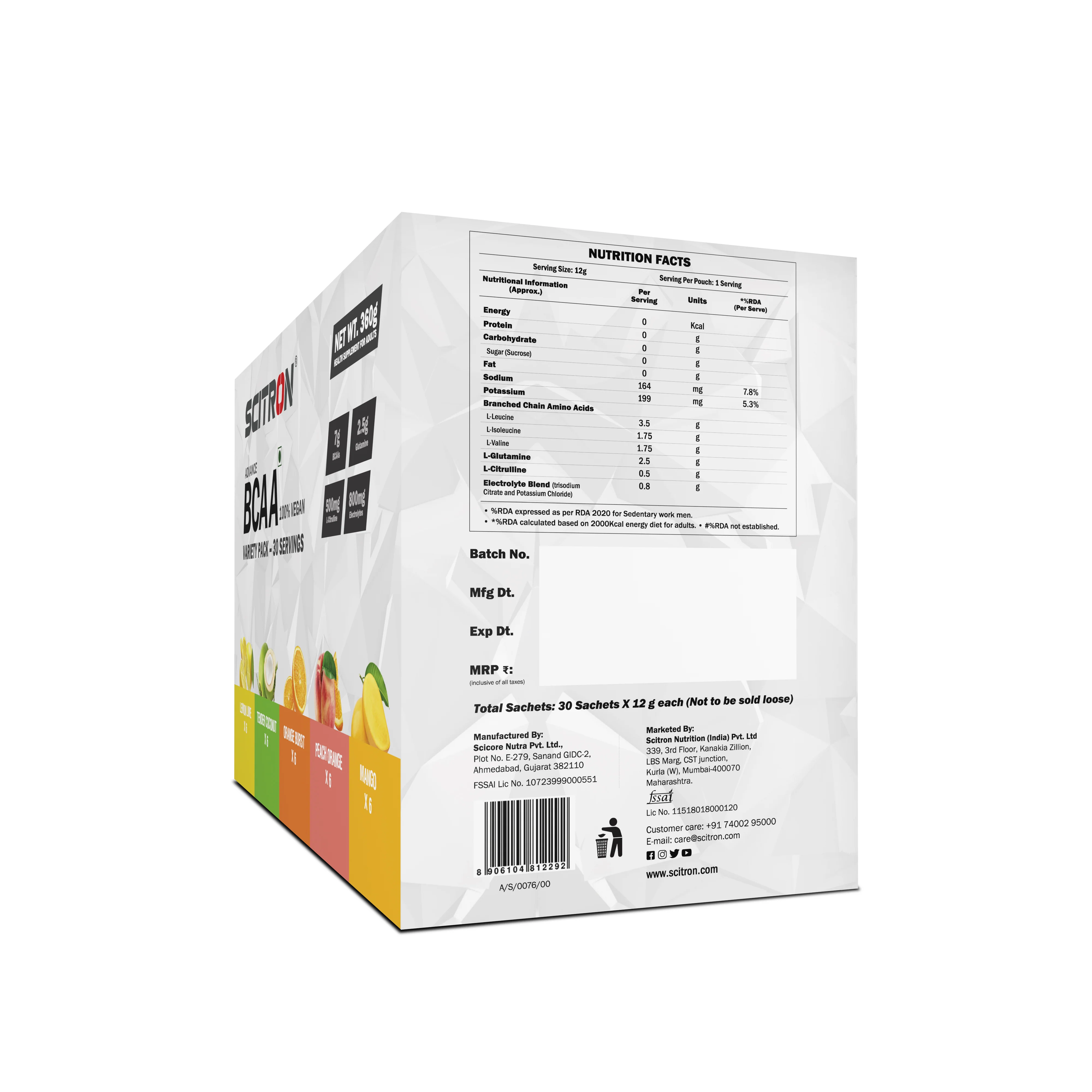 Advanced 100% VEGAN BCAA Variety Pack - 5 Flavours - Image 4