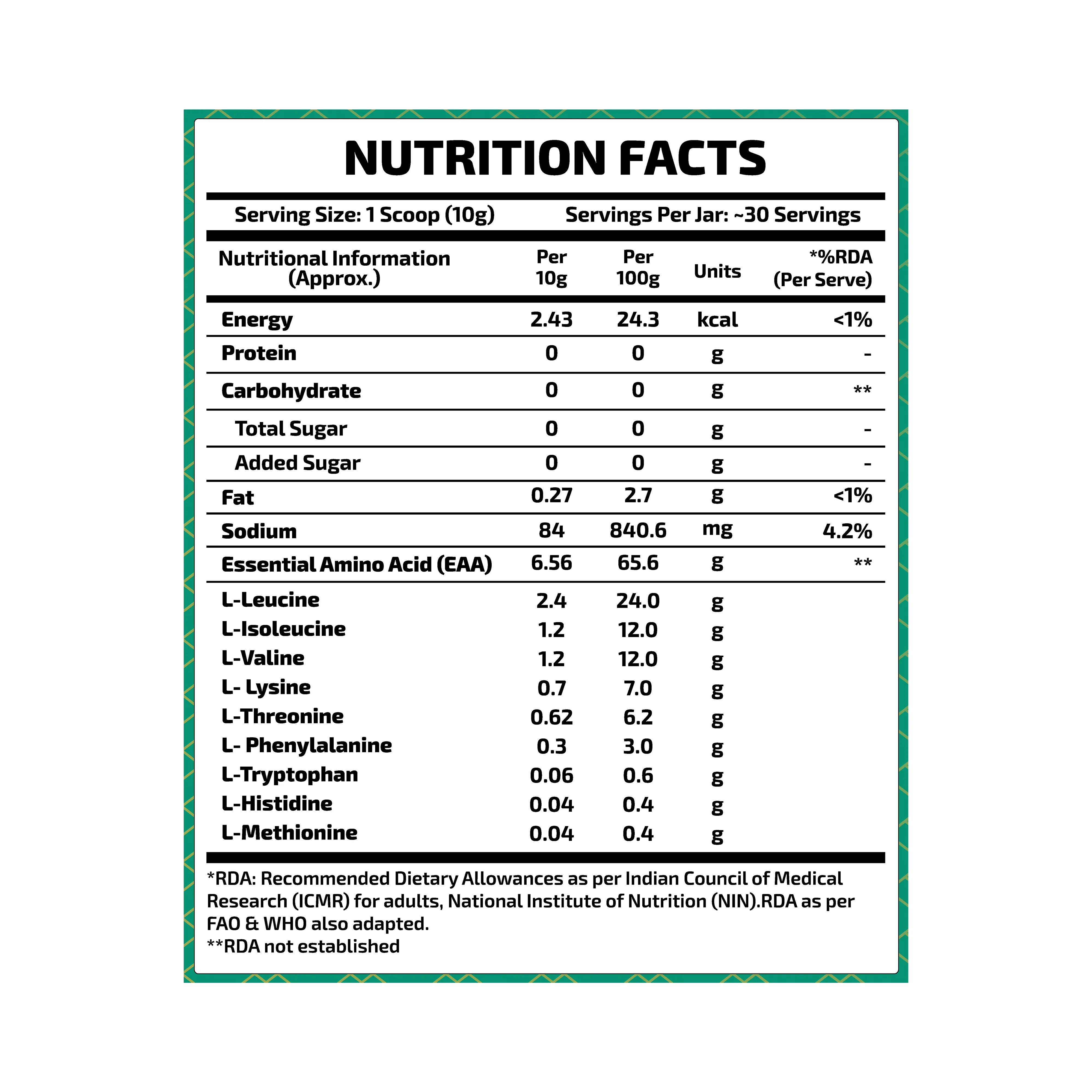 Nitro Series EAA 9 Essential Amino Acids (6.5g EAA, 4.8g BCAA, 0g Sugar) - Image 10
