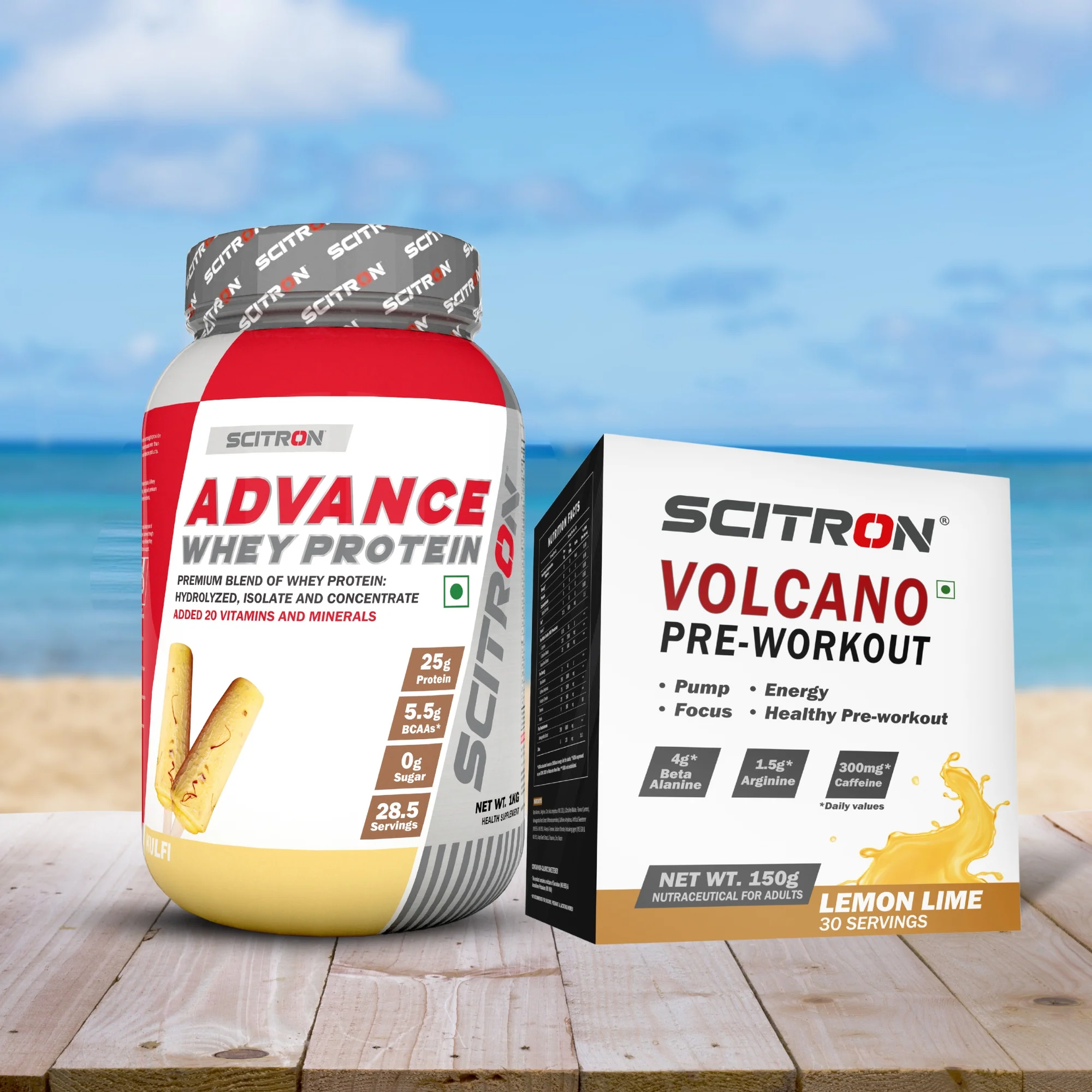 Scitron Advance whey 1kg Kulfi With Scitron Volcano Pre Workout 150g - Image 3