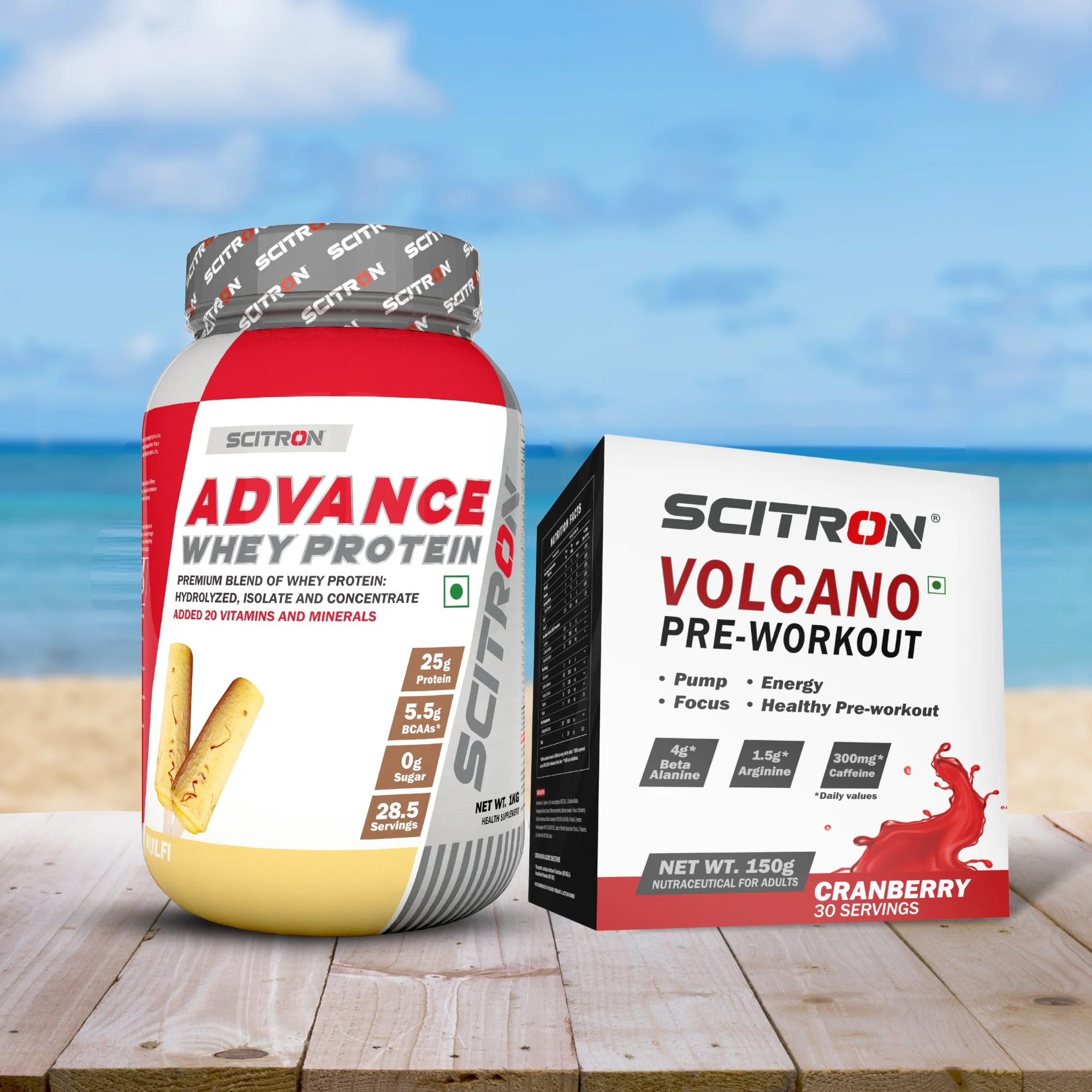 Scitron Advance whey 1kg Kulfi With Scitron Volcano Pre Workout 150g - Image 4