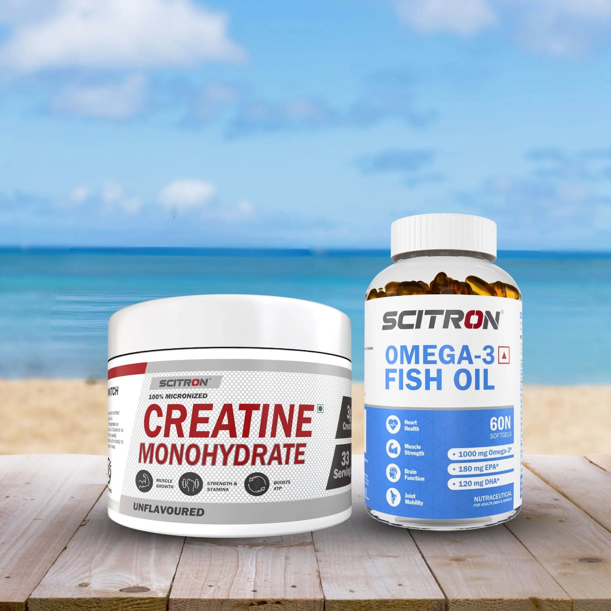Scitron Creatine Monohydrate with Scitron Omega-3 Fish Oil Omega 60 Capsules - Image 4