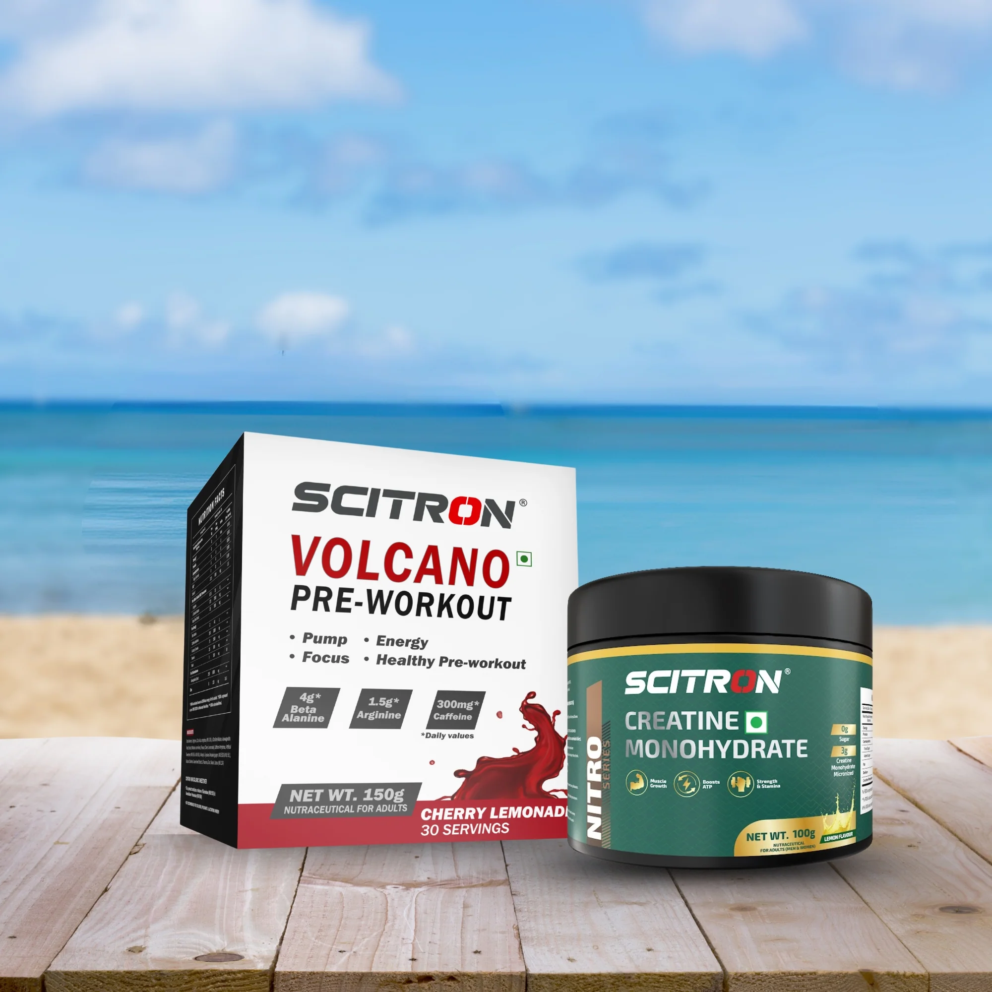 Scitron Nitro Series Creatine Monohydrate Lemon 100g With Scitron Volcano Pre Workout 150g - Image 5