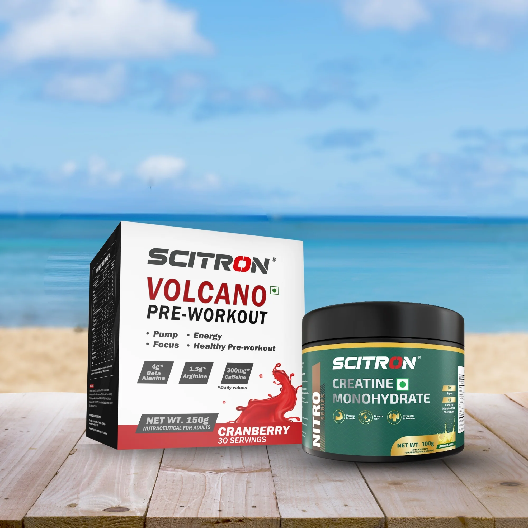 Scitron Nitro Series Creatine Monohydrate Lemon 100g With Scitron Volcano Pre Workout 150g - Image 6