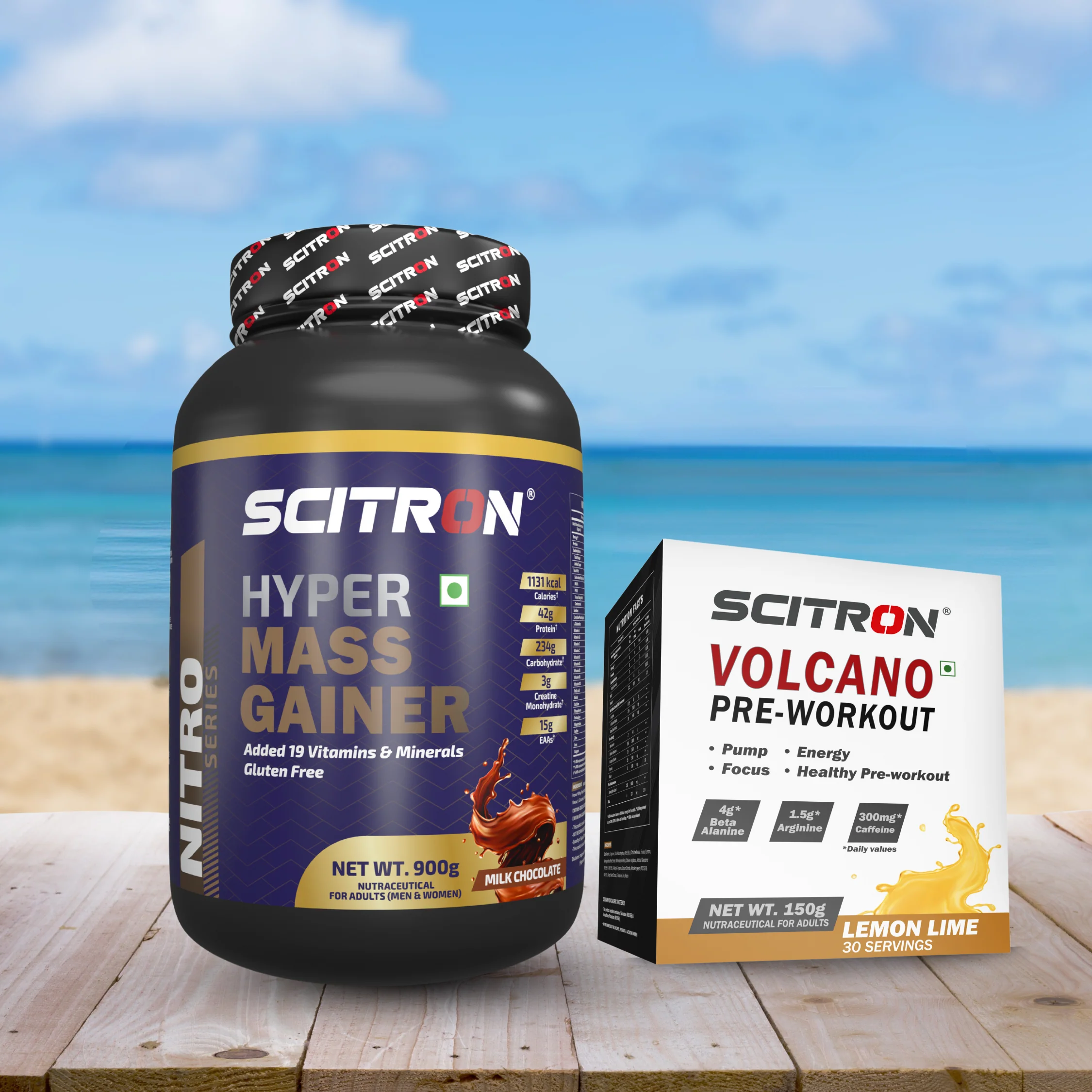 Scitron Nitro Series HYPER MASS GAINER 900g with Scitron Volcano Pre Workout - 150g - Image 10