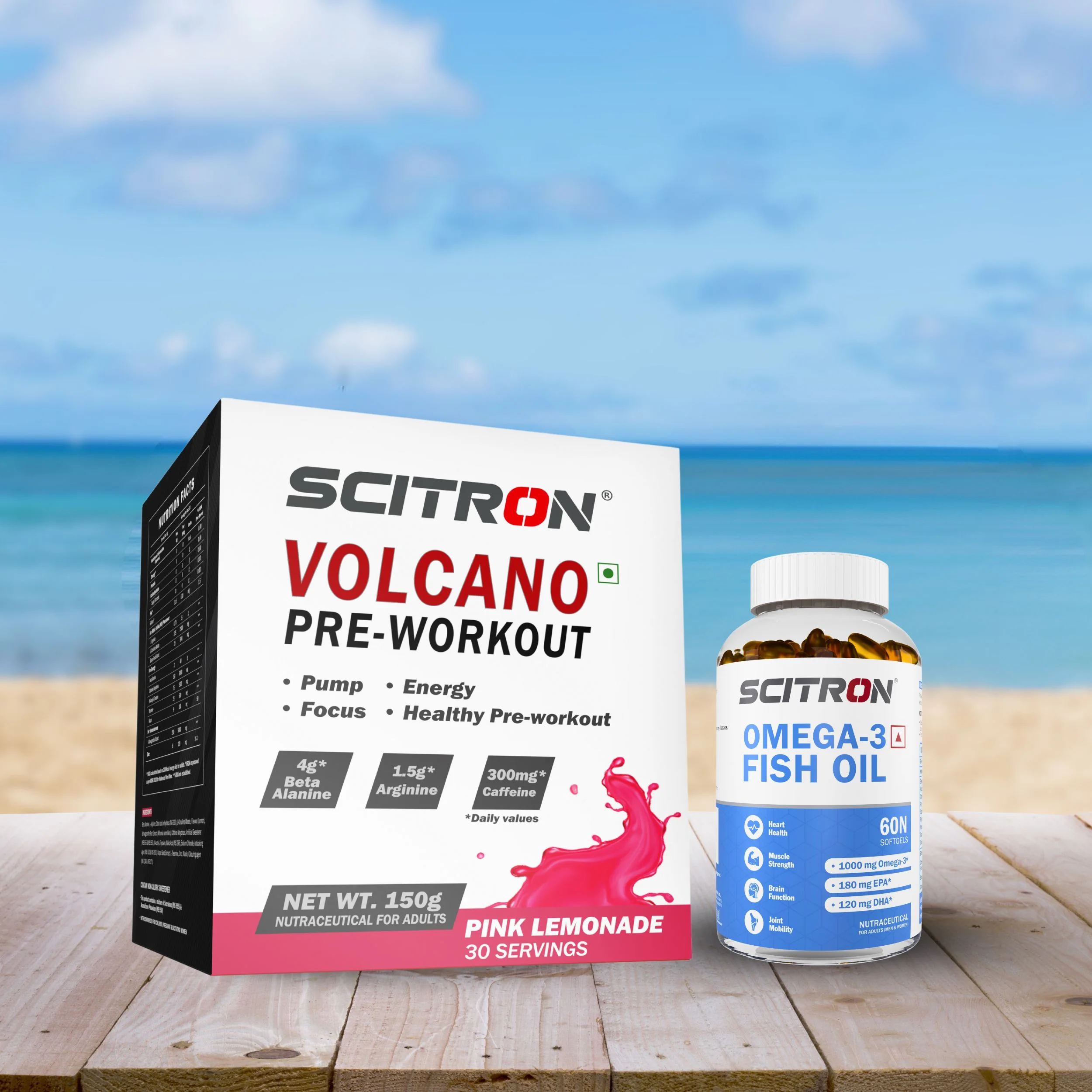 Scitron Volcano Pre Workout 150g with Scitron Omega 3 Fish Oil 60 Capsules - Image 3