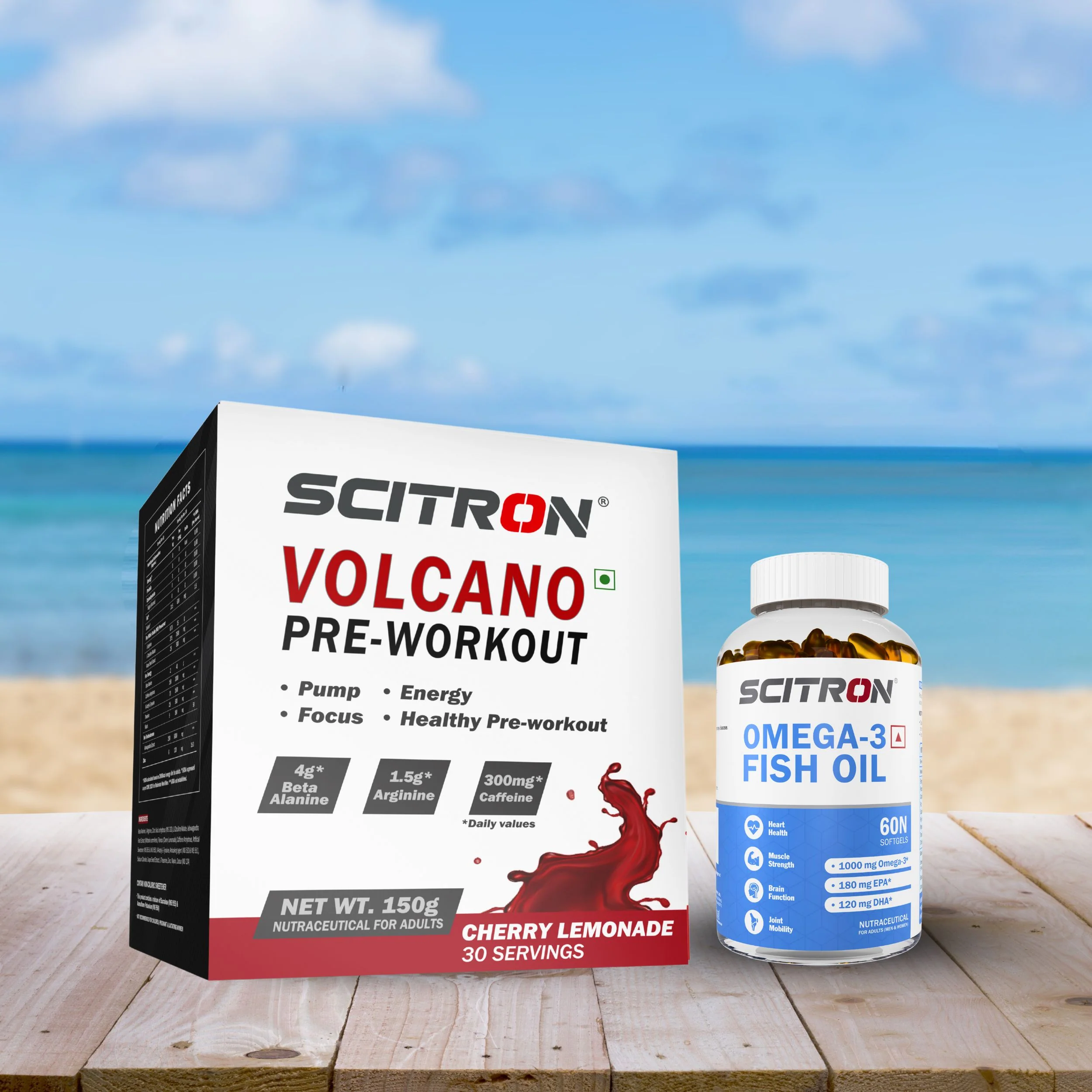 Scitron Volcano Pre Workout 150g with Scitron Omega 3 Fish Oil 60 Capsules - Image 4