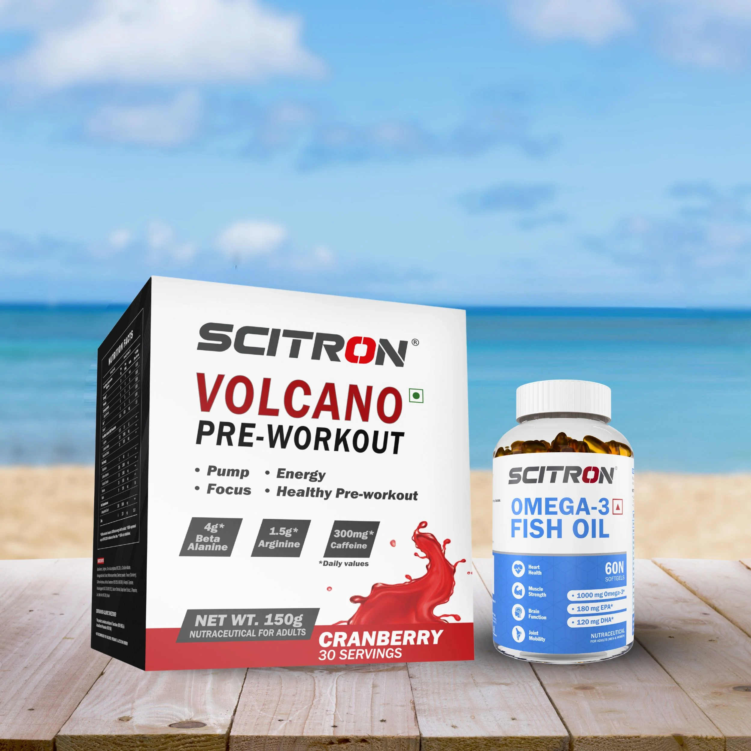 Scitron Volcano Pre Workout 150g with Scitron Omega 3 Fish Oil 60 Capsules - Image 5