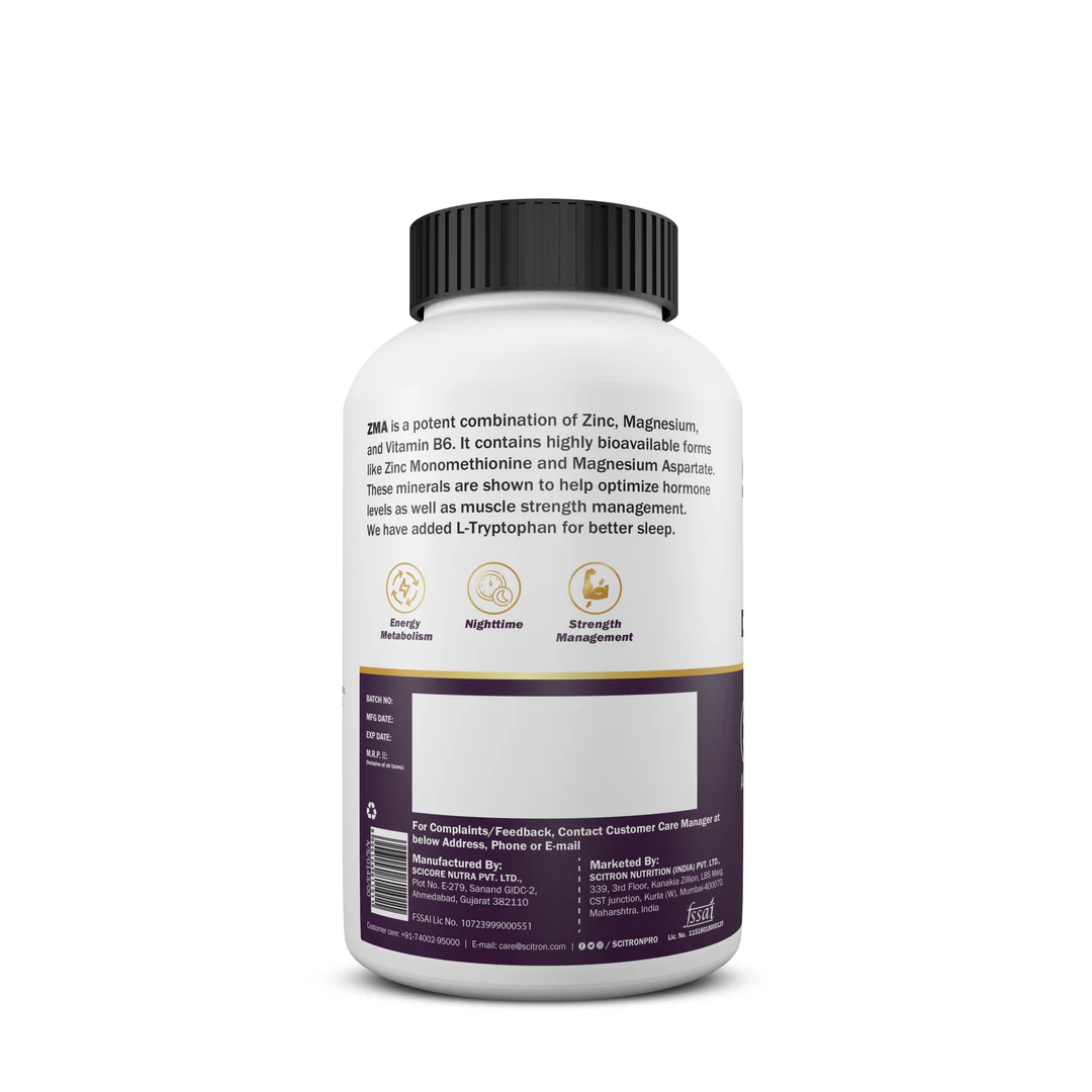 ZMA ( Zinc, Magnesium Aspartate, Vitamin B6 – 90 Capsules) - Image 4